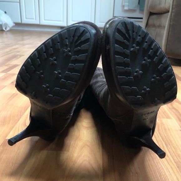 Guess Dark Brown Suede Heeled Boots - Picture 3 of 12